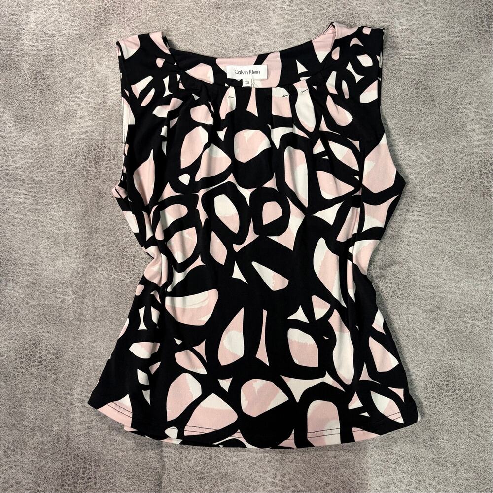 Calvin Klein Blush Print Sleeveless Blouse